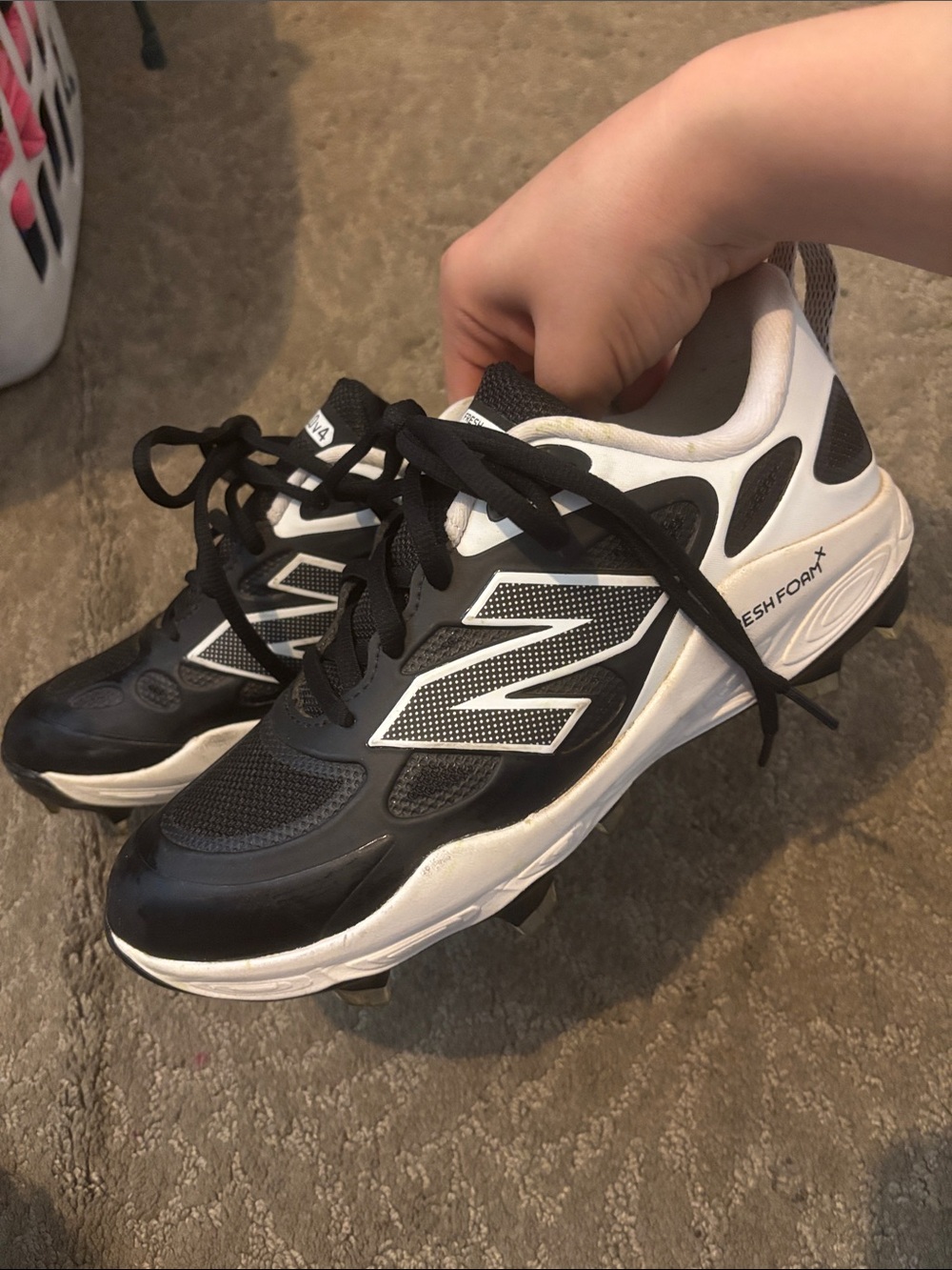New Balance Kids Black and White Athletic Sneakers